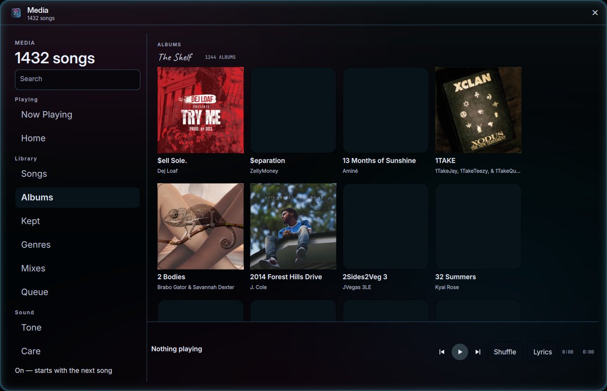 Nyxus Media app album shelf